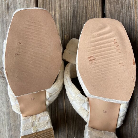 Shane Justin IT GIRL Ivory Terrycloth Chunky Flatform Sandals Mules Heels 42 12 - Picture 12 of 12